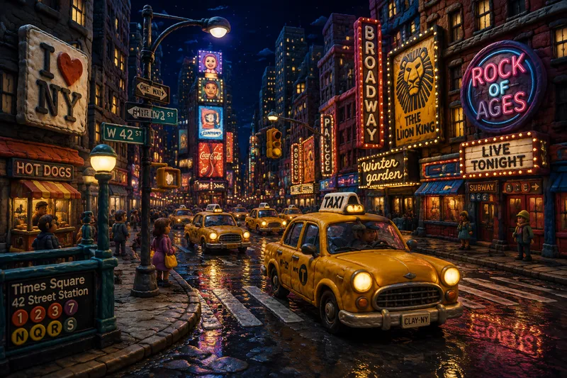 New Yorkin katuja valaistuna iltahämärässä