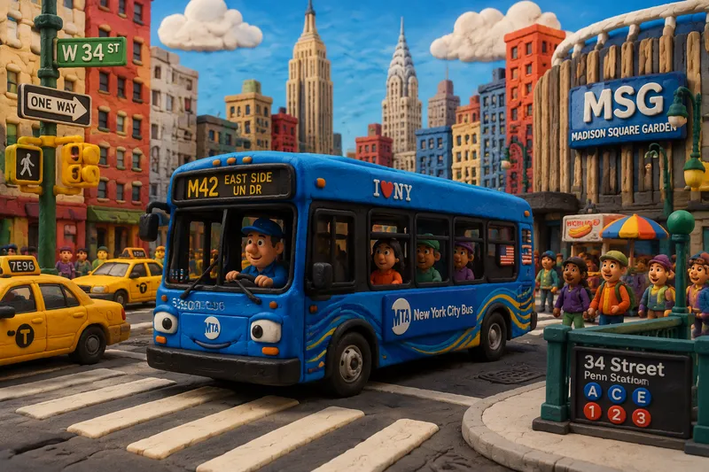 New Yorkin kaupunkibussi liikenteessä New Yorkin kaupunkibussi liikenteessä