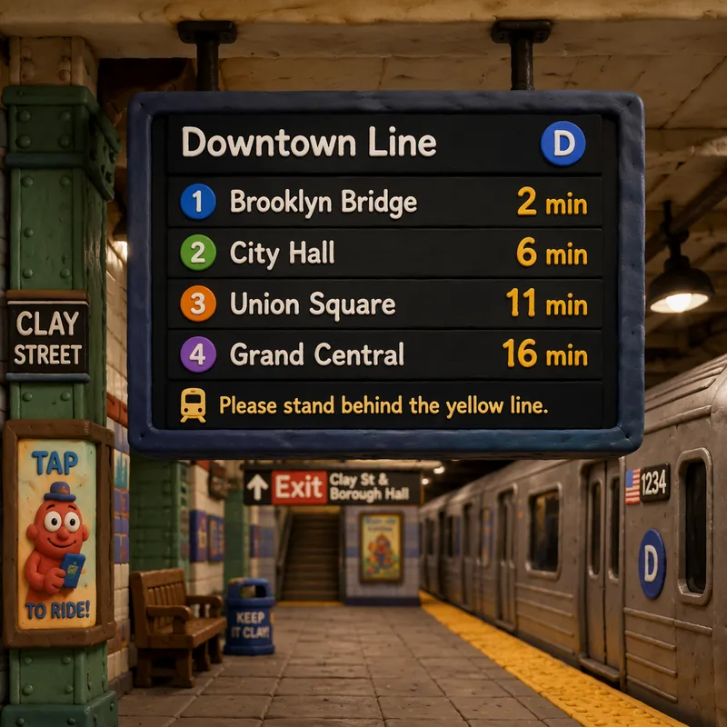 Digitaalinen näyttötaulu metrolaiturilla