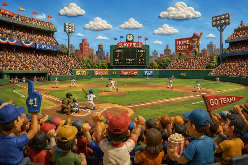 Baseball-ottelu täynnä yleisöä aurinkoisena päivänä