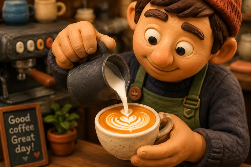 Barista kaatamassa maitoa kahviin Barista kaatamassa maitoa kahviin