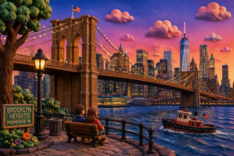 Brooklynin silta Manhattanin siluettia vasten