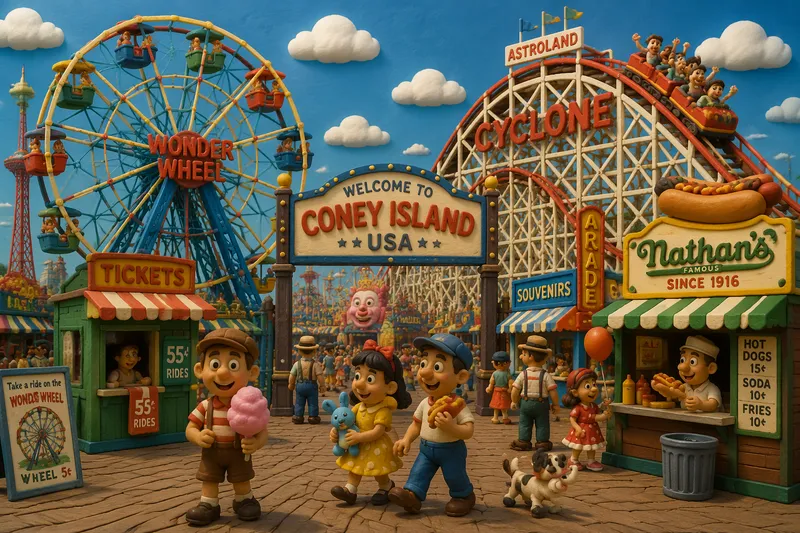 Coney Islandin klassinen huvipuisto ja maailmanpyörä