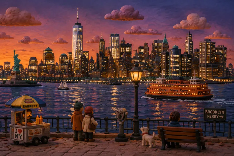 New Yorkin kaupunkinäkymä iltahämärässä New Yorkin kaupunkinäkymä iltahämärässä