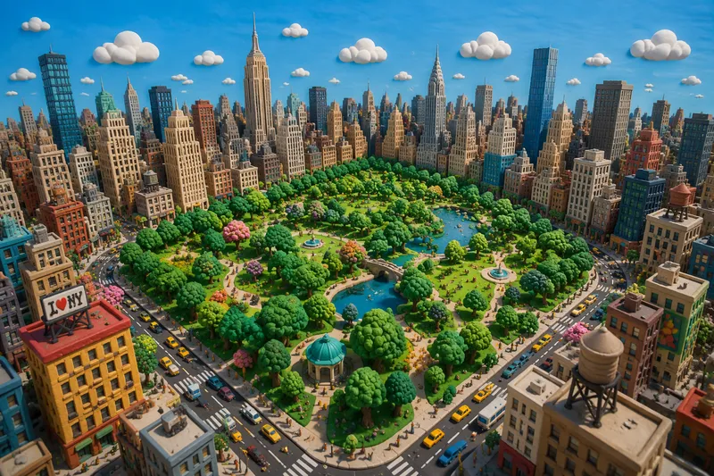 Keskuspuisto ja New Yorkin pilvenpiirtäjät Keskuspuisto ja New Yorkin pilvenpiirtäjät