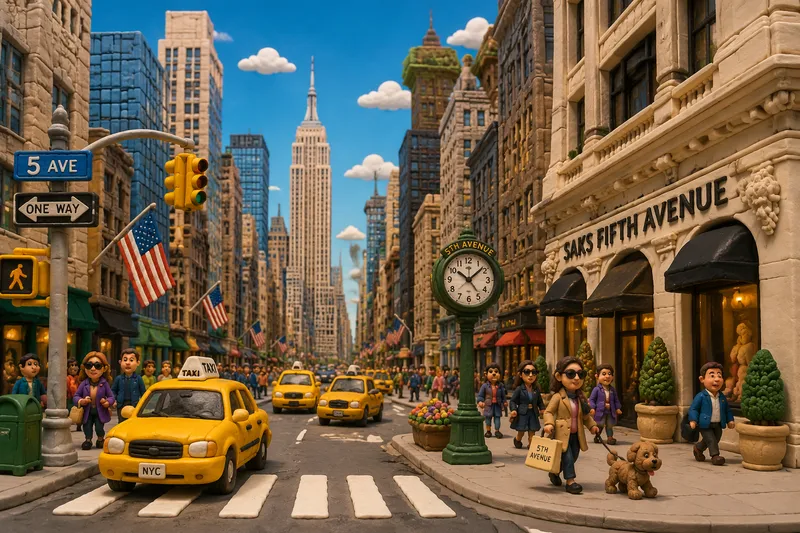 Ikoninen Fifth Avenue ja sen korkeat pilvenpiirtäjät Ikoninen Fifth Avenue ja sen korkeat pilvenpiirtäjät