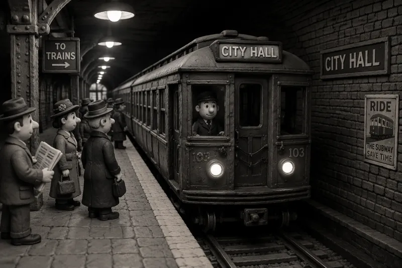 Historiallinen mustavalkokuva ensimmäisistä metrojunista