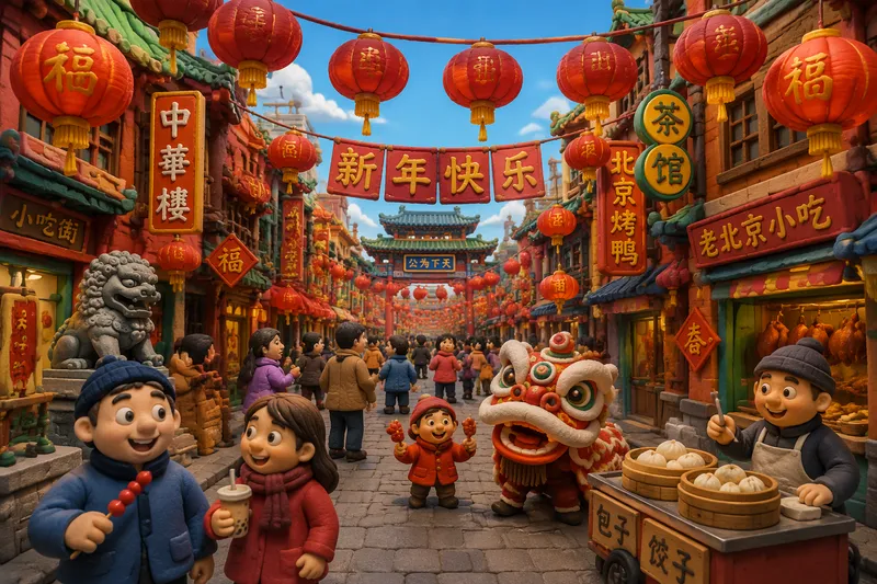 Punaisia kiinalaisia lyhtyjä roikkumassa Chinatownin kadulla Punaisia kiinalaisia lyhtyjä roikkumassa Chinatownin kadulla