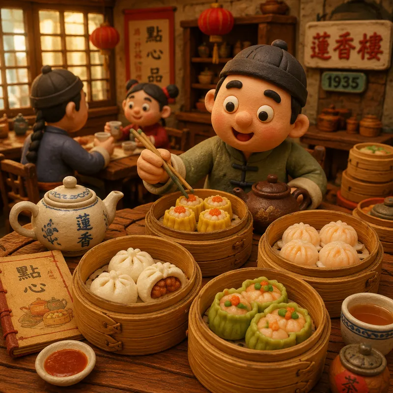 Höyrytettyjä dim sum -annoksia bambukoreissa Höyrytettyjä dim sum -annoksia bambukoreissa