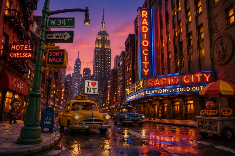 New Yorkin katuja iltahämärässä New Yorkin katuja iltahämärässä