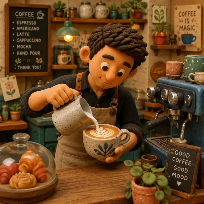 Baristan valmistama taidokas latte-kahvi Baristan valmistama taidokas latte-kahvi