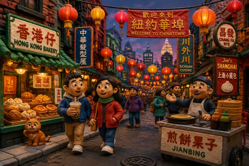 Vilkas katu Chinatownissa lyhtyineen ja kauppoineen