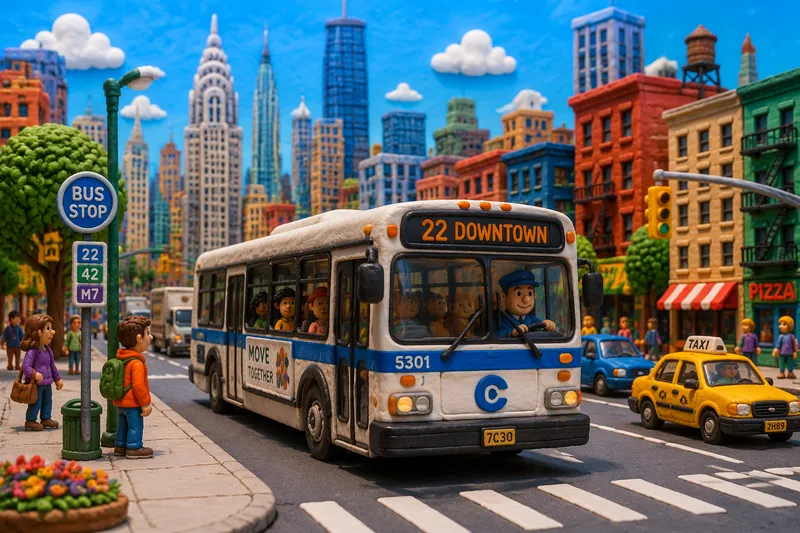 New Yorkin katuja ajava bussi