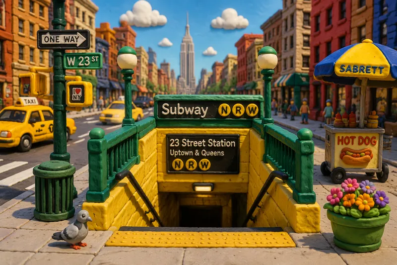 New Yorkin metron sisäänkäynti katutasossa New Yorkin metron sisäänkäynti katutasossa