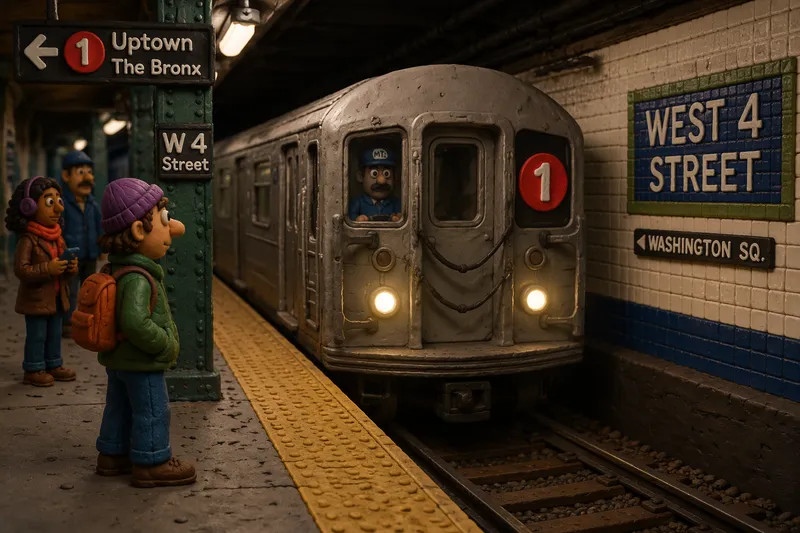 New Yorkin metrojuna saapumassa laiturille