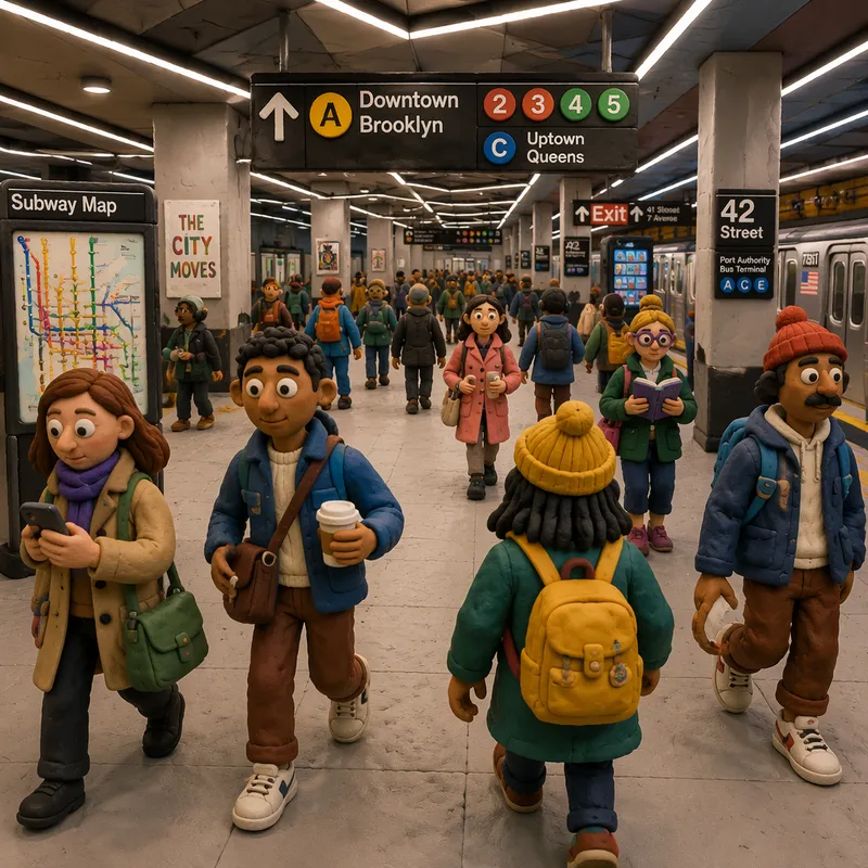 Matkustajia kulkemassa modernilla metroasemalla Matkustajia kulkemassa modernilla metroasemalla