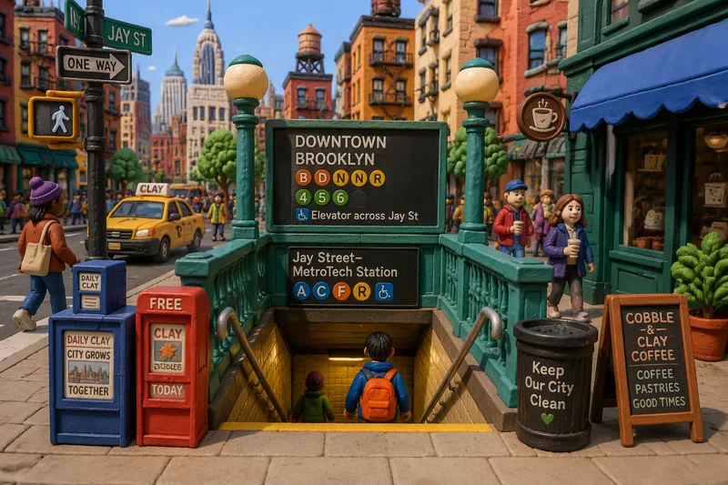 New Yorkin metron sisäänkäynti vilkkaassa kaupungissa New Yorkin metron sisäänkäynti vilkkaassa kaupungissa