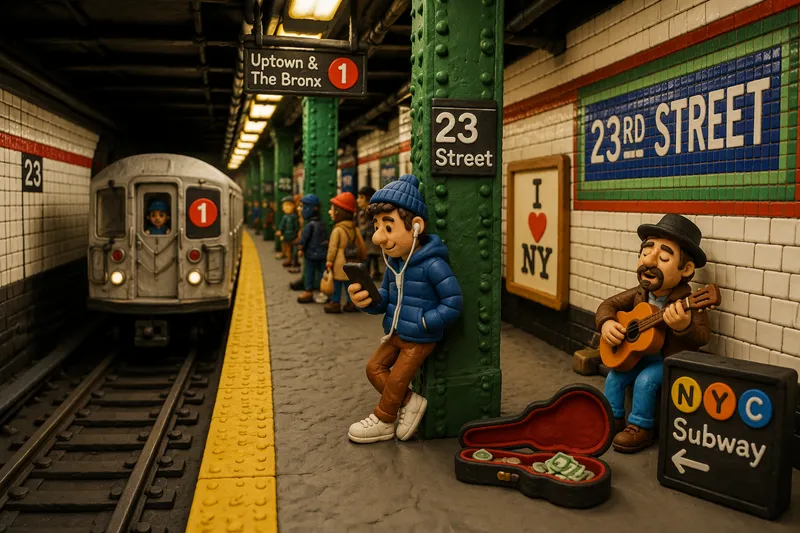 New Yorkin metron laiturialue ja tunnelia