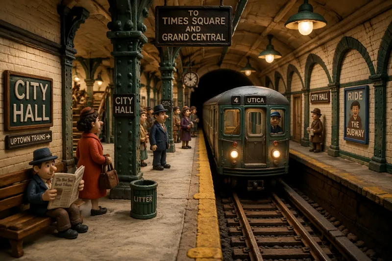 New Yorkin metrojuna saapuu asemalle laiturille