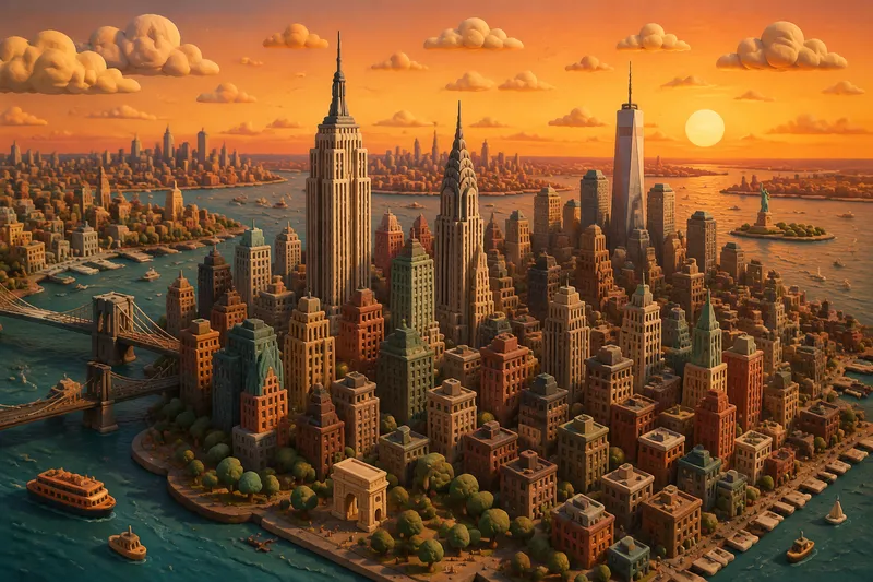New Yorkin pilvenpiirtäjät auringonlaskun aikaan New Yorkin pilvenpiirtäjät auringonlaskun aikaan