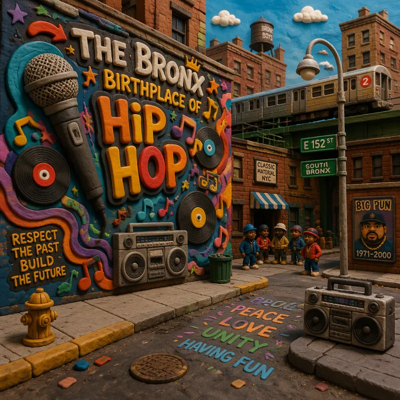 Urbaania katutaidetta ja musiikkielementtejä Bronxissa