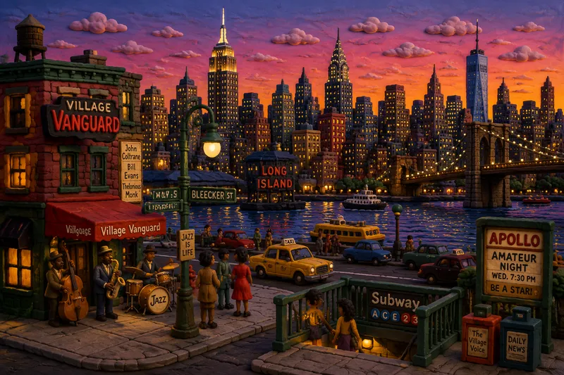 New Yorkin kaupunkinäkymä illan hämärässä