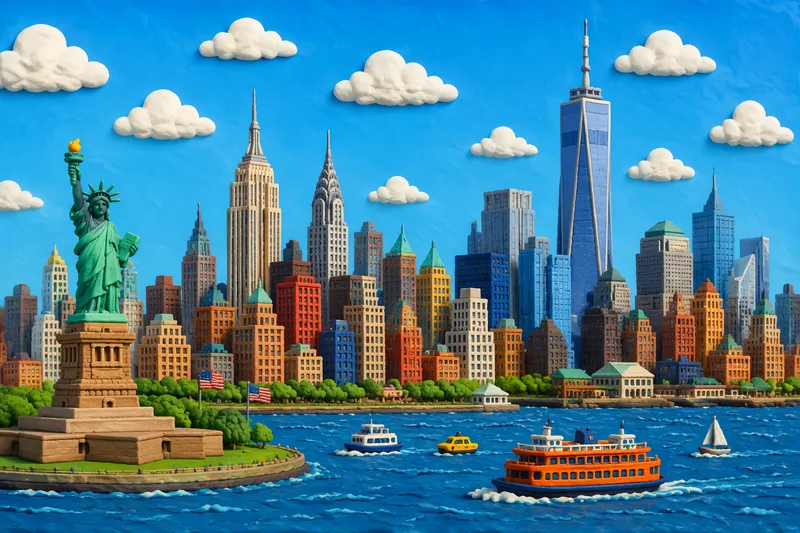 New Yorkin pilvenpiirtäjiä ja kaupungin siluetti