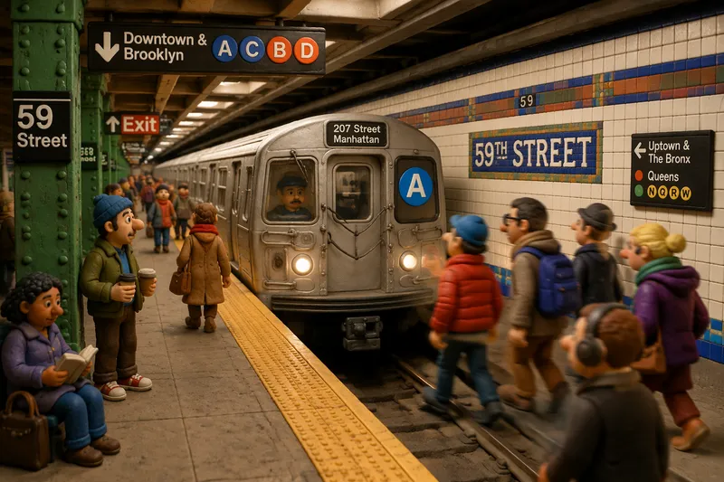 New Yorkin vilkas junaliikenne asemalla