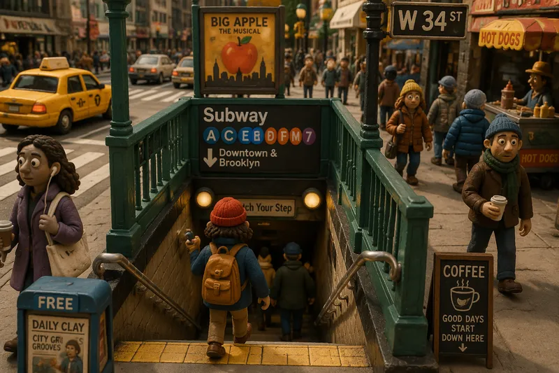 New Yorkin metron sisäänkäynti kaupungin kadulla