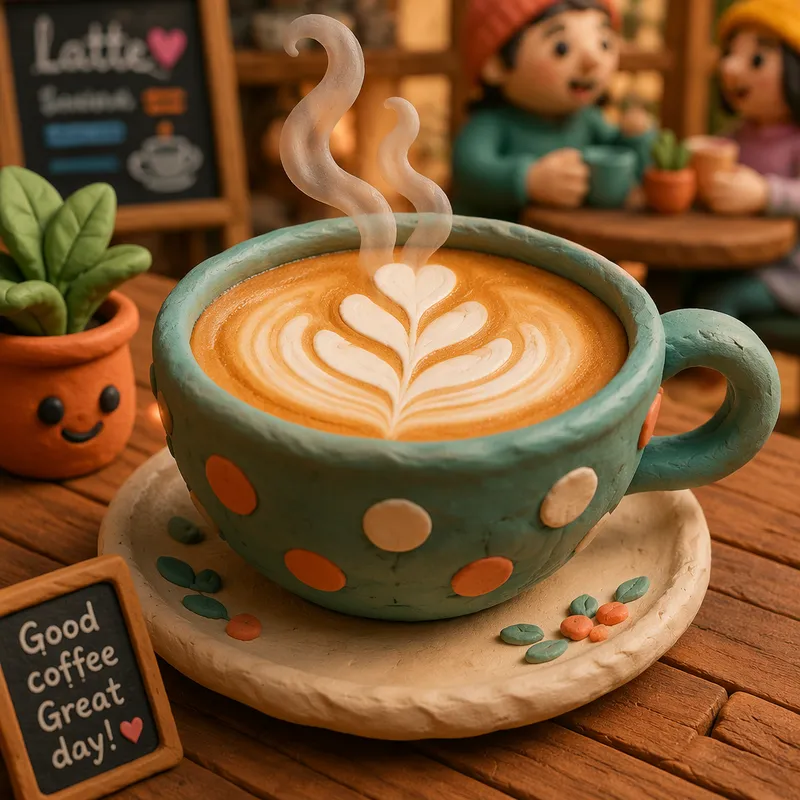 Höyryävä latte-kahvi kupissa puisella pöydällä Höyryävä latte-kahvi kupissa puisella pöydällä