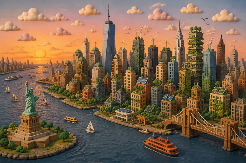New Yorkin kaupungin horisontti auringonlaskun aikaan New Yorkin kaupungin horisontti auringonlaskun aikaan