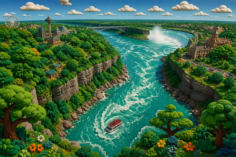 Niagara Gorgen syvä kanjoni ja virtaava joki Niagara Gorgen syvä kanjoni ja virtaava joki