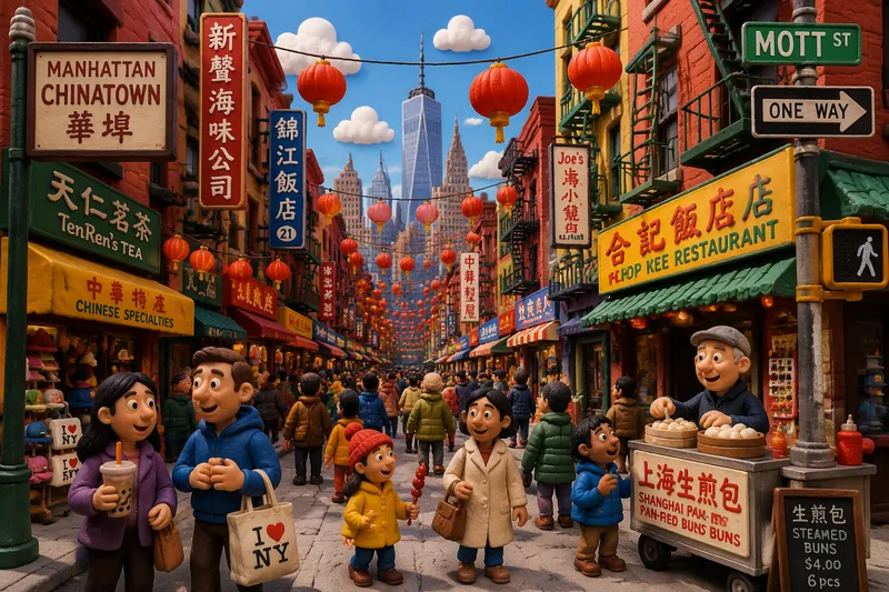 Vilkas Chinatownin katu täynnä punaisia lyhtyjä ja kylttejä Vilkas Chinatownin katu täynnä punaisia lyhtyjä ja kylttejä