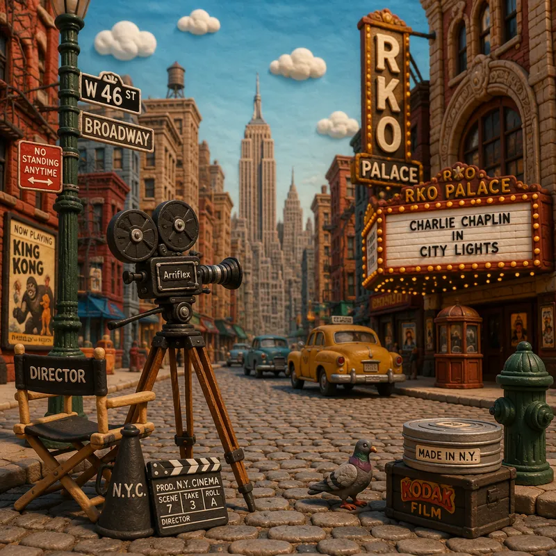 Vintage-tyylinen elokuvakamera kadulla New Yorkissa