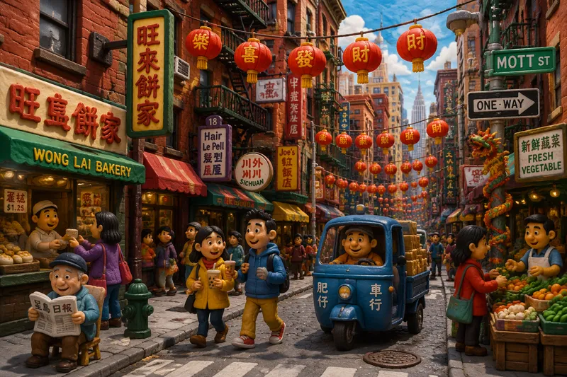 Perinteiset punaiset lyhdyt koristavat Chinatownin katuja