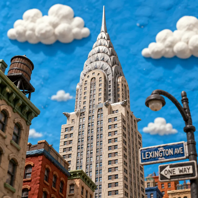 Empire State Buildingin huippu ja art deco -julkisivu Empire State Buildingin huippu ja art deco -julkisivu