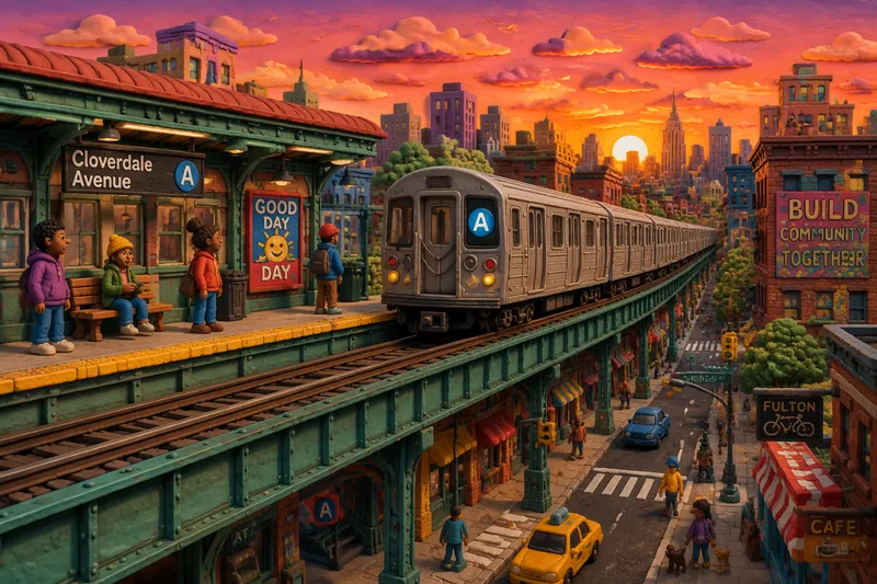 New Yorkin metroasema kaupunkiympäristössä