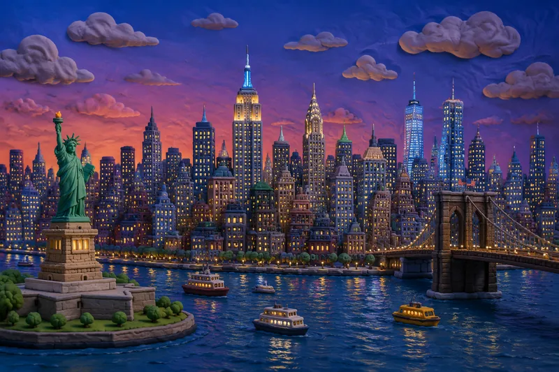 New Yorkin siluetti iltahämärässä New Yorkin siluetti iltahämärässä