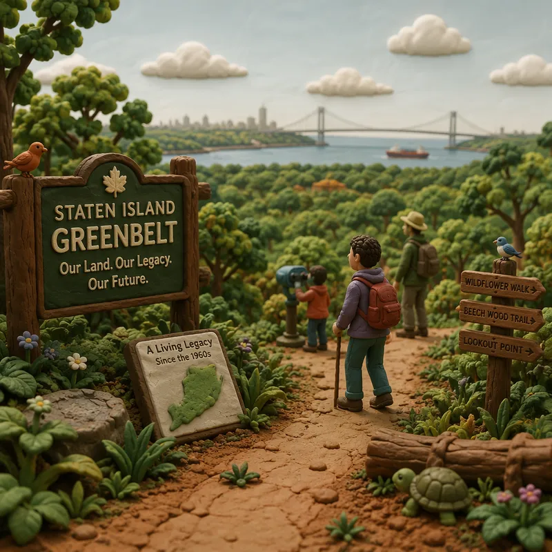 Vehreä luontopolku Staten Islandin Greenbelt-alueella Vehreä luontopolku Staten Islandin Greenbelt-alueella