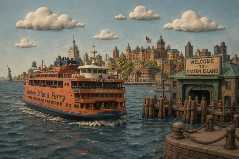 Staten Islandin lautta lähestymässä rantaa Staten Islandin lautta lähestymässä rantaa