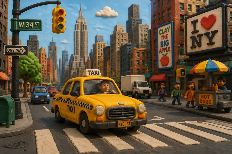 Keltainen taksi New Yorkin kadulla