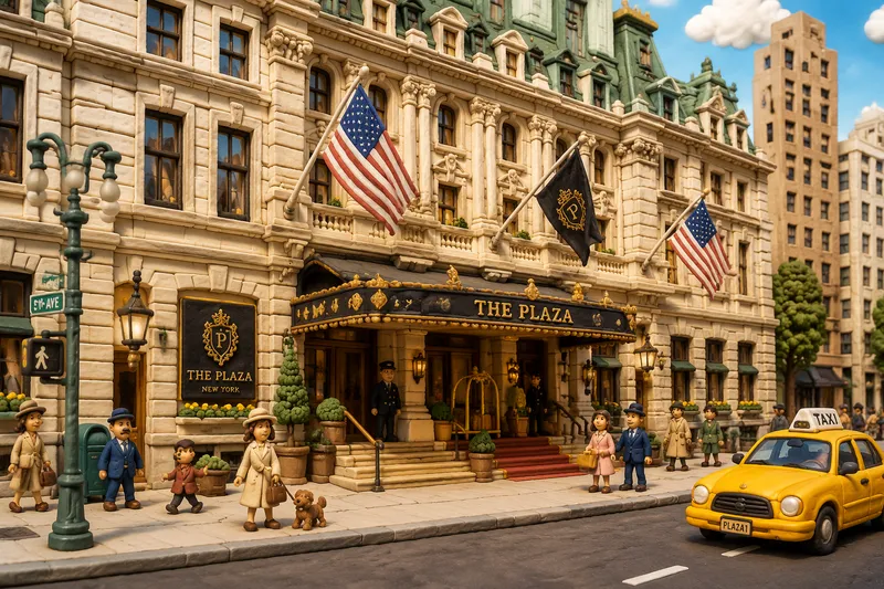 Historiallisen luksushotellin julkisivu New Yorkissa Historiallisen luksushotellin julkisivu New Yorkissa