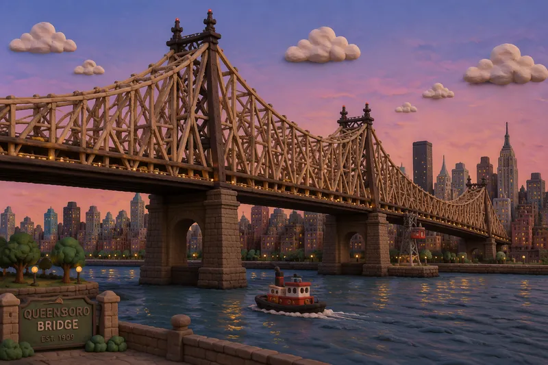 Queensboro-silta ylittää East Riverin hämärässä