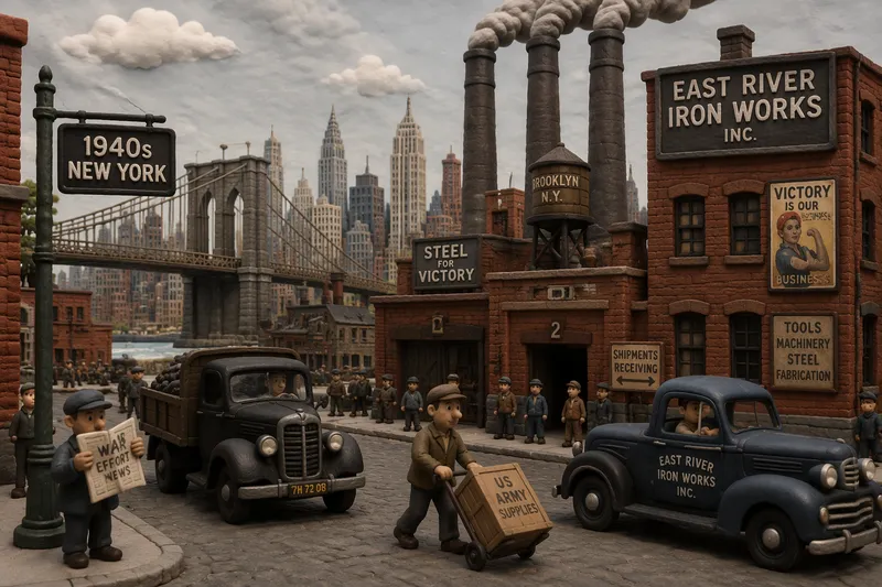 Teollinen tehdasalue New Yorkissa 1940-luvulla Teollinen tehdasalue New Yorkissa 1940-luvulla