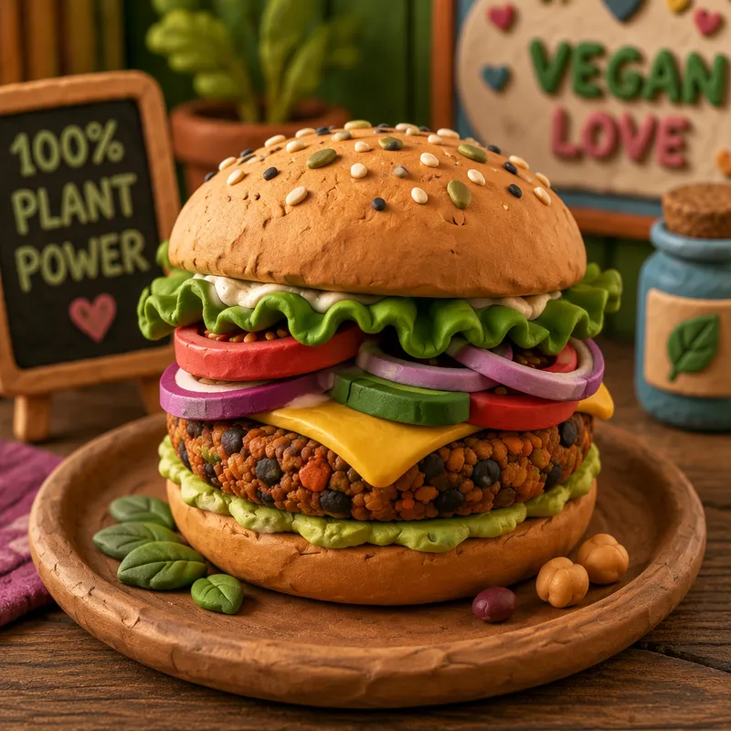 Herkullinen vegaaninen burgeri annos Herkullinen vegaaninen burgeri annos