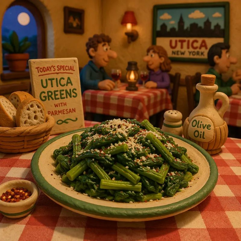 Utica greens -annos lautasella