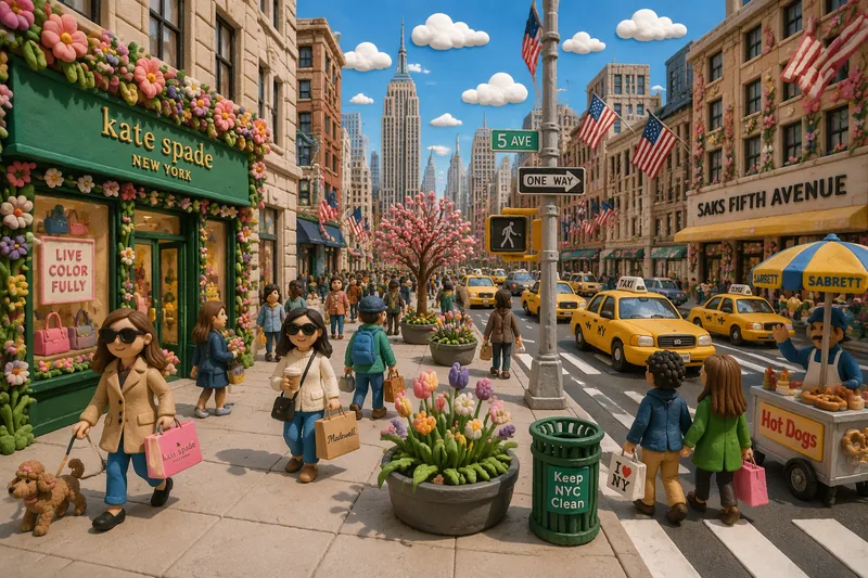 Vilkas ostoskatu New Yorkissa keväällä