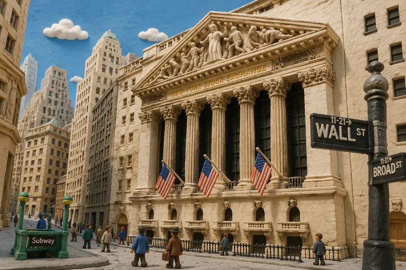 New Yorkin pörssin historiallinen rakennus Wall Streetillä