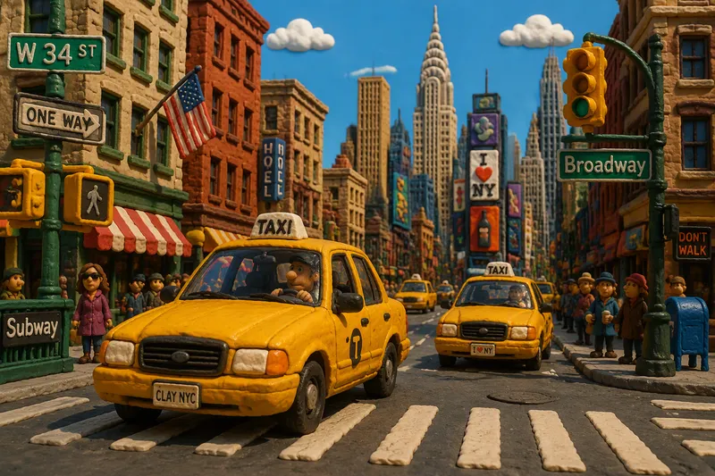 Keltaisia takseja ajamassa Manhattanin kaduilla Keltaisia takseja ajamassa Manhattanin kaduilla