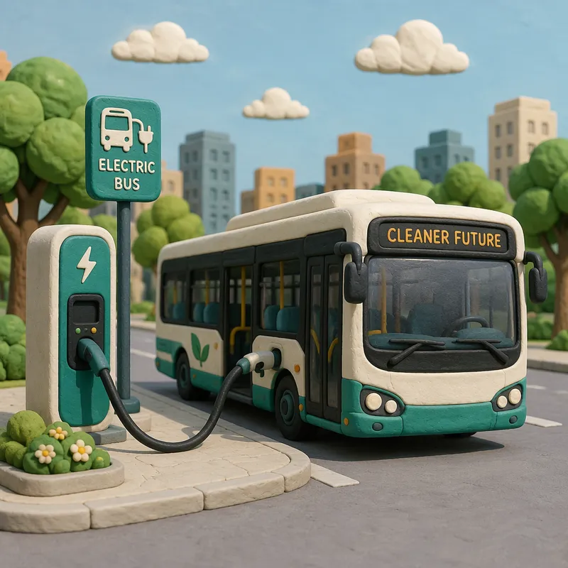 Sähköbussin lataus modernilla latausasemalla